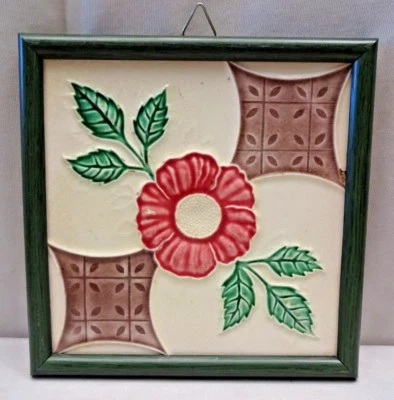 Antique Tile Majolica Japan Art Nouveau Architecture Geometric Design Decora#412 - Image 1 of 4