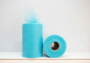 Aqua Blue Tulle Roll 6"x100 Yards Tutu Tulle Fabric Wedding Decoration - Picture 1 of 2