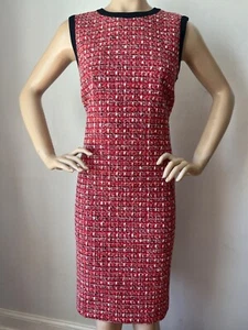 NWT St John Knit size 4 dress  Red Black Tweed - Picture 1 of 7
