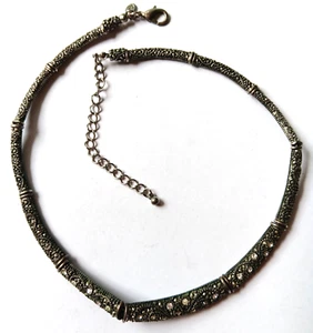 1980's Premier Designs Signed, Scrollwork, Rhinestones Choker Necklace 17" - Picture 1 of 15