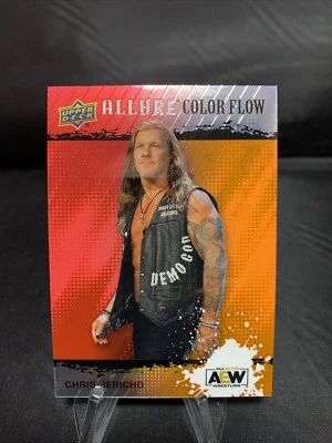 CHRIS JERICHO 2022 Upper Deck AEW Allure Color Flow Red/Orange Card R-47 SP - Image 1 of 2
