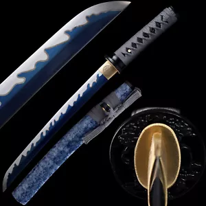 20'' Tanto 1095 Steel Blue Blade Knife Japanese Samurai Short Sword Full Tang - Picture 1 of 14