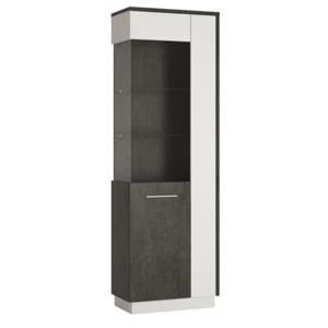 Zingaro Tall Display Cabinet | Grey & White | Glazed Door | Fast UK Delivery - Picture 1 of 8