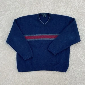 Vintage Eddie Bauer Sweater Mens XL Blue Red Y2K Hunting Cabin Wool - Picture 1 of 4