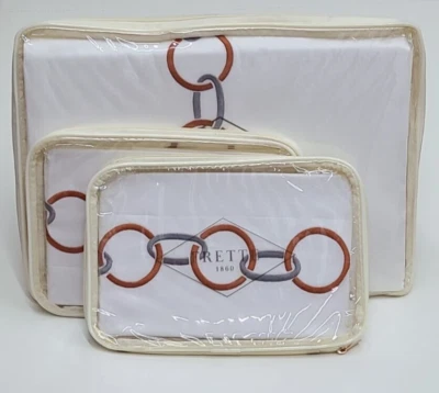 Juego de funda nórdica Frette Links bordada Queen con fundas naranja oscuro/gris pizarra Foto 1 de 4