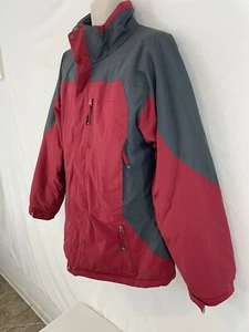 Giacca da sci LL Bean uomo L foderata rossa isolata zip anteriore nylon - Foto 1 di 12