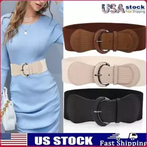 3 Pack Women Wide Elastic Waist Belt, Vintage Dresses Stretchy Belt Waistband - Picture 1 of 9