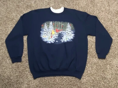 Moletom feminino colarinho duplo vintage tamanho XL brisa do dia cardinal inverno gola redonda - Imagem 1 de 4