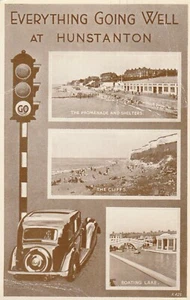 HUNSTANTON, ALLES LÄUFT GUT, Norfolk - Vintage Postkarte - Bild 1 von 2