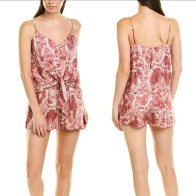 Mameluco marrón lavanda grande rosa crema estampado reptil corbata frontal una pieza Foto 1 de 4