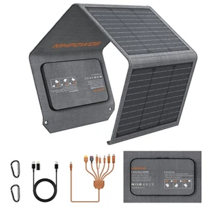 MHPOWOS 40W USB Solar Panel Folding Solar Power Bank for Outdoor Camping Hiking - Picture 1 of 11