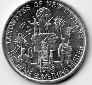 Mardi Gras Doubloon Krewe of Freret 1982 aluminio - Imagen 1 de 2