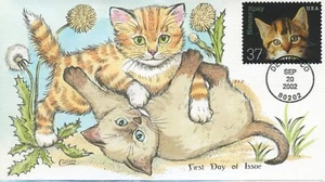 #3670, KITTEN, NEUTER AND SPAY-COLLINS HAND PAINTED FDC Single 2002 CATS Cachet! - Picture 1 of 1