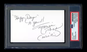 MARION ROSS SIGNED MINT INDEX CARD PSA/DNA AUTOGRAPHED HAPPY DAYS MRS CUNNINGHAM - Picture 1 of 1