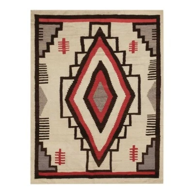 Southwest Navajo Kilim Wool Rug Handwoven Native American Aztec Large Area Rug - Image 1 of 4