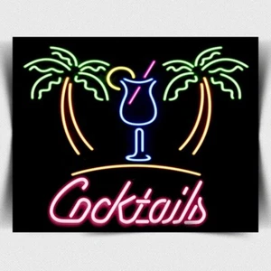 NEON STYLE Cocktails Neon Print Retro metal Aluminium Sign vintage man cave bar - Picture 1 of 4