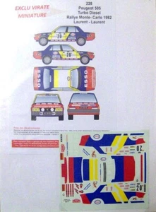 PEUGEOT 505 TURBO DIESEL RALLYE MONTE CARLO 1982 CLAUDE LAURENT "ESSO" DECALS - Imagen 1 de 1