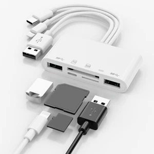 USB 3.0 5 in 1 Hub TF SD Memory Card Reader USB OTG Adapter For iPhone/iPad - Picture 1 of 10