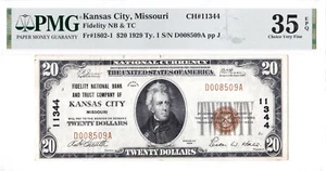 $20 1929 T1 National KANSAS CITY Missouri MO ๐บ๐ธ PMG 35 EPQ Choice Very Fine! - Picture 1 of 2