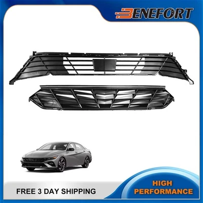 Rejilla delantera superior e inferior sin orificios de sensor para Hyundai Elantra 2024-2025 Foto 1 de 3