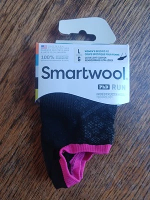 Smartwool phd run No Show Calcetines Negros Mujer Correr Lg L Grande Lana Merino Rosa Foto 1 de 4