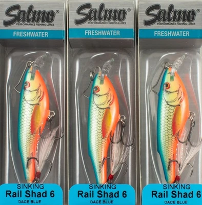 (LOT OF 3) SALMO RAIL SHAD 6 SINKING 1/2OZ QRB005 DACE BLUE B7264 - Image 1 of 2