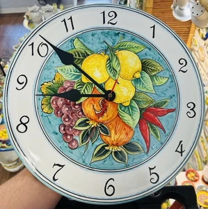 Vietri Ceramics 16’’ Wall Clock Made And painted by Hand in Italy - Picture 1 of 2