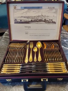 SBS Solingen 70-teiliges Besteckset im Koffer 23/24 Karat hartvergoldet - Bild 1 von 3