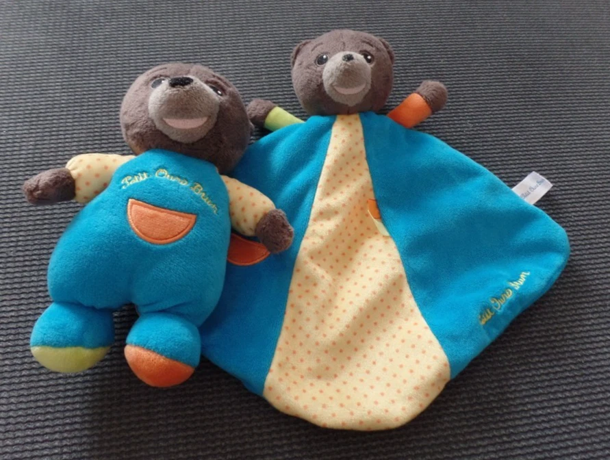 S3 / lot doudou plat et peluche petit ours brun JEMINI - Photo 1/1