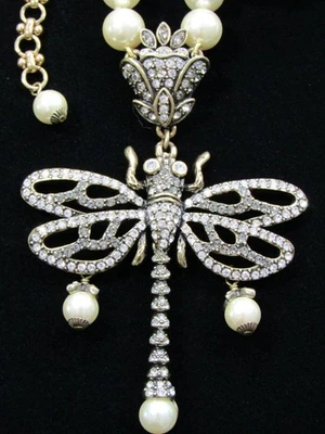 IMPRESIONANTE Collar Heidi Daus Libélula Cristal Imitación Perlas 2012 Foto 1 de 4