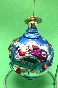 Adorno de vidrio estilo europeo Holiday Time 2001 6"Hx4"W brillo de reno de Santa - Imagen 1 de 16