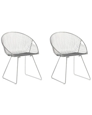 Beliani - Lot de 2 Chaises - Aurora - Acier, Argenté avec Coussin d'Assise - Photo 1/4
