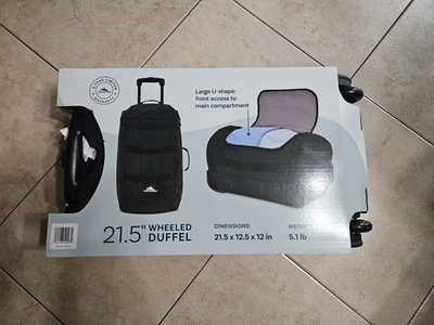 High Sierra Black 21.5” Wheeled Duffel Bag Drop Bottom Black Carry On Bag - Image 1 of 4