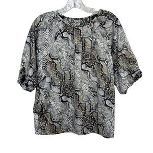 Worthington Schlangenmuster Bluse Shirt Damen PM Medium Neu Petite Grau Schwarz - Bild 1 von 9