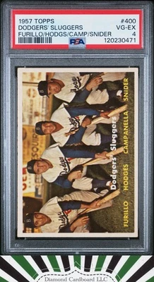 1957 Topps #400 Dodgers' Sluggers PSA 4 [centrado] Foto 1 de 2