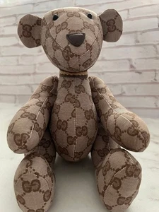 GUCCI GG Muster Monogramm Teddybär beige Canvas Plüsch Puppe ohne Karton gebraucht - Bild 1 von 8