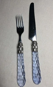 Bugatti By Vietri Aladdin Cristallo Flatware 2 Pcs Acrylic/Stainless Steel Italy - Picture 1 of 4