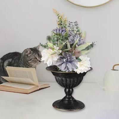 Plant Holder Urn Planter Pot Desktop Organizer Dining Room Metal Flower Vase - Image 1 of 4