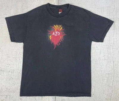 Vintage Y2K AFI Black T Shirt Size Large Cinderblock Heart Fire - Image 1 of 4