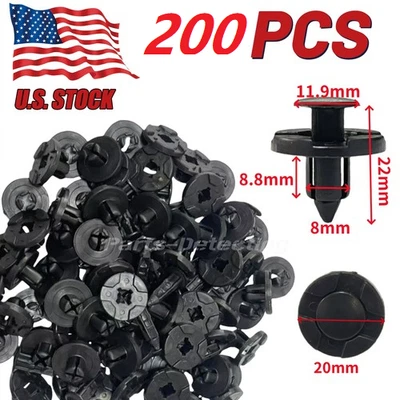 200Pcs Bumper Clips 8mm Plastic Rivet Fastener Mud Flaps Fender Push For NISSAN - Image 1 of 4