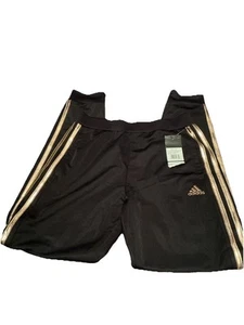 Girls NWT Large 12-14 Adidas 3 Stripe Joggers Black Rose Gold Sweatpants - Picture 1 of 2