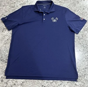 Johnnie O Polo Shirt Mens XL Navy Blue Golf Stretch Logo Short Sleeve - Picture 1 of 11