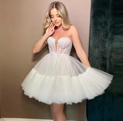 Милая короткая линия свадебные платья в горошек юбка для невесты галстук-бабочка ремень - Изображение 1 из 4