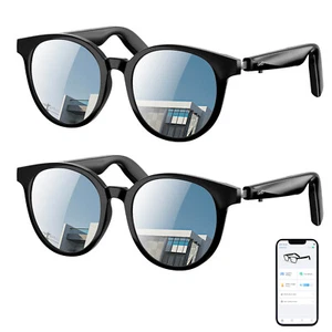Smart Sunglasses Bluetooth 5.4 AI Glasses Music Headphone for Android iOS 2Packs - Picture 1 of 18