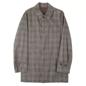 Isaia Lightweight Wool-Silk-Linen Overcoat with Suede Details 36R (Eu 46) Coat S - Picture 1 of 10