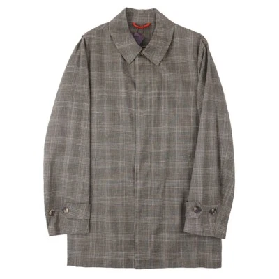 Isaia Lightweight Wool-Silk-Linen Overcoat with Suede Details 36R (Eu 46) Coat S - Image 1 of 4