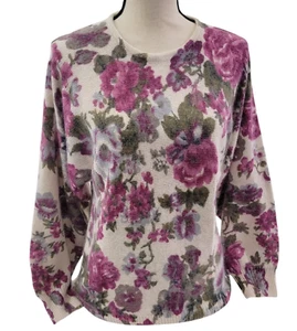Suéter suave con estampado floral y ojo de cerradura cuello redondo Jessica Roberts para mujer - talla pequeña - Imagen 1 de 21