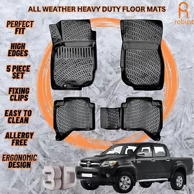3D Molded Car Floor Mats Liners For Toyota Hilux 2004-2010 All Season Heavy Duty - Изображение 1 из 4