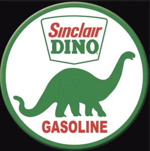 Gasolina Sinclair Dino. Sobre imán de nevera redondo de 3” de diámetro. - Imagen 1 de 2