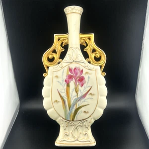 ANTIQUE VICTORIA CARLSBAD AUSTRIA DOUBLE HANDLE FLOWER VASE 13.25” Tall - Picture 1 of 15